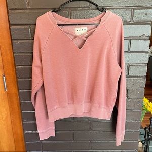 Aeropostale Rose Pink Criss Cross Crewneck Sweatshirt